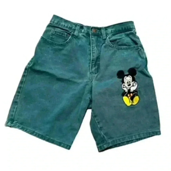 Disney Mickey Inc Turquoise Shorts‎ Girls Large embroidered Mickey Mouse Bermuda - Picture 7 of 9